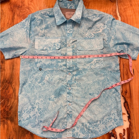 Realtree Fishing Ocean + Coast Blue Camo Performance Fishing Shirt Mens L - Picture 4 of 12